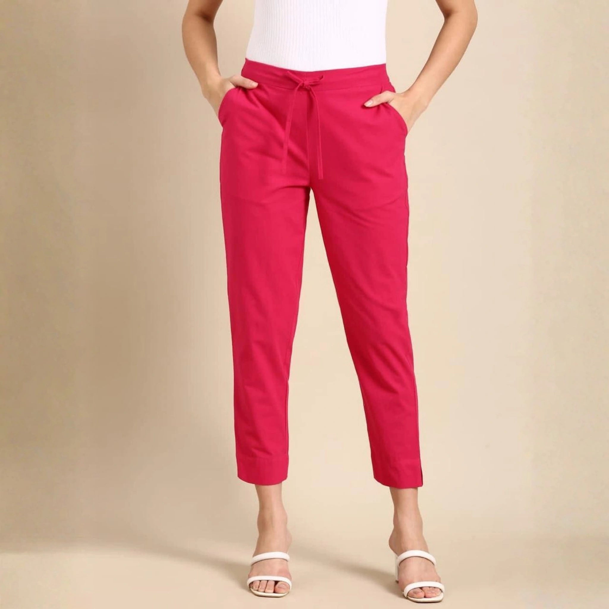 Classic Poplin Cotton Tie-Up Trousers