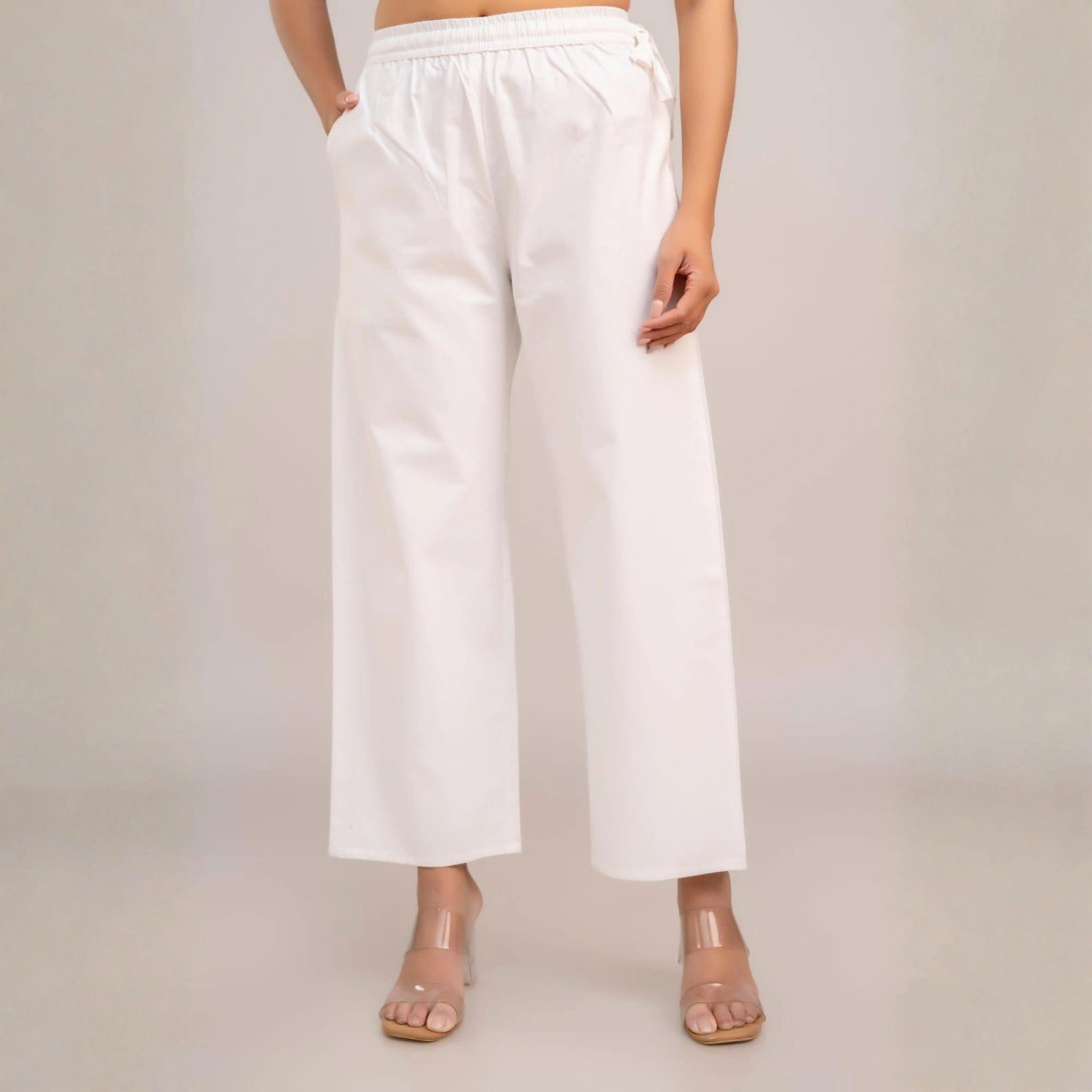 Classic Poplin Cotton Tie-Up Trousers