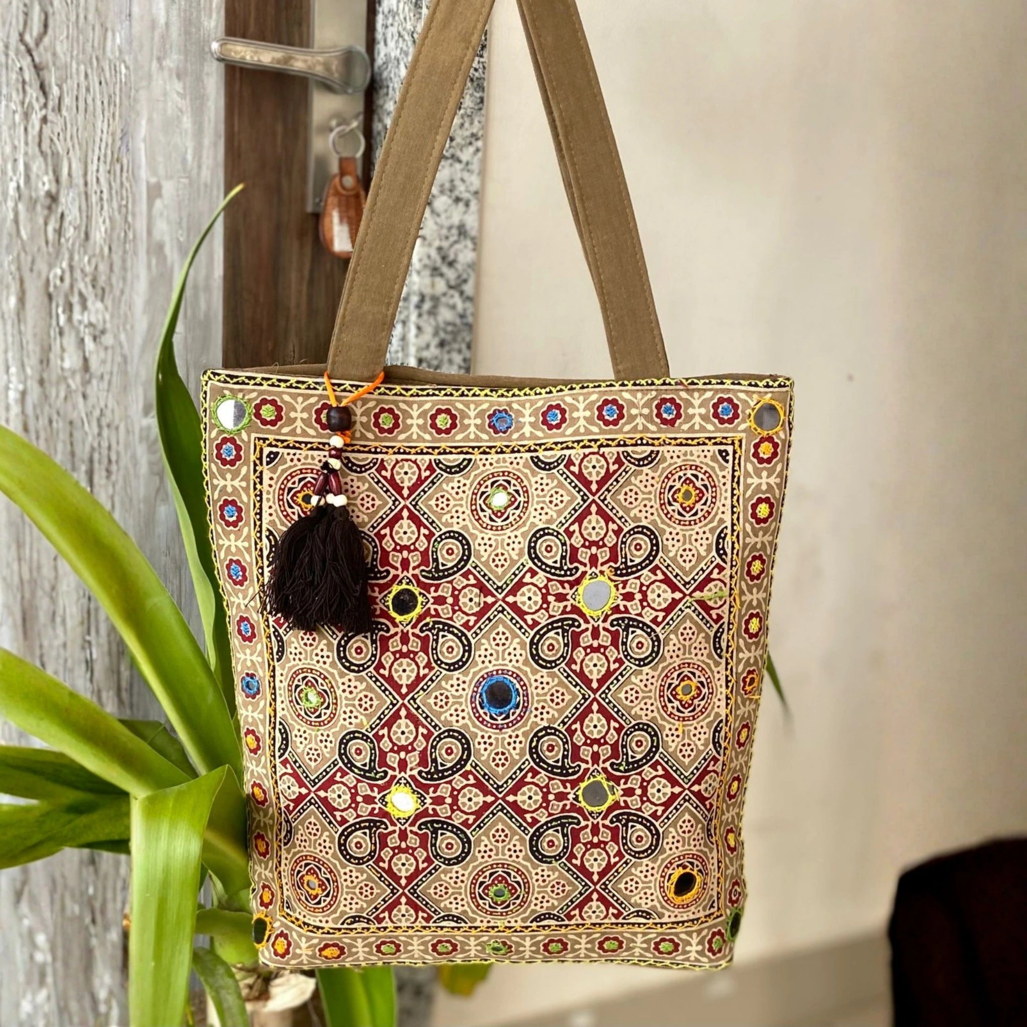 Heritage Ajrakh Embroidered Handbag