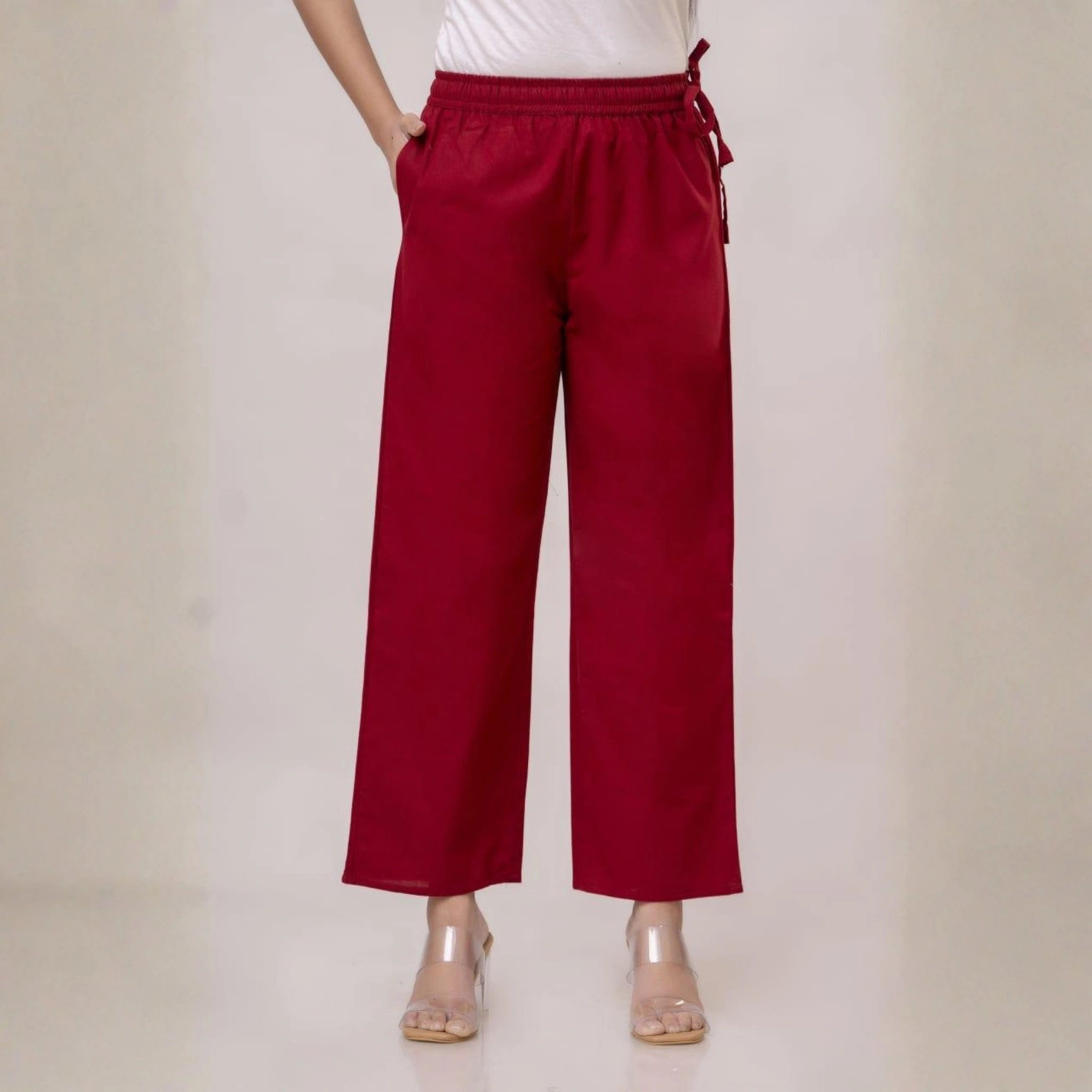 Classic Poplin Cotton Tie-Up Trousers