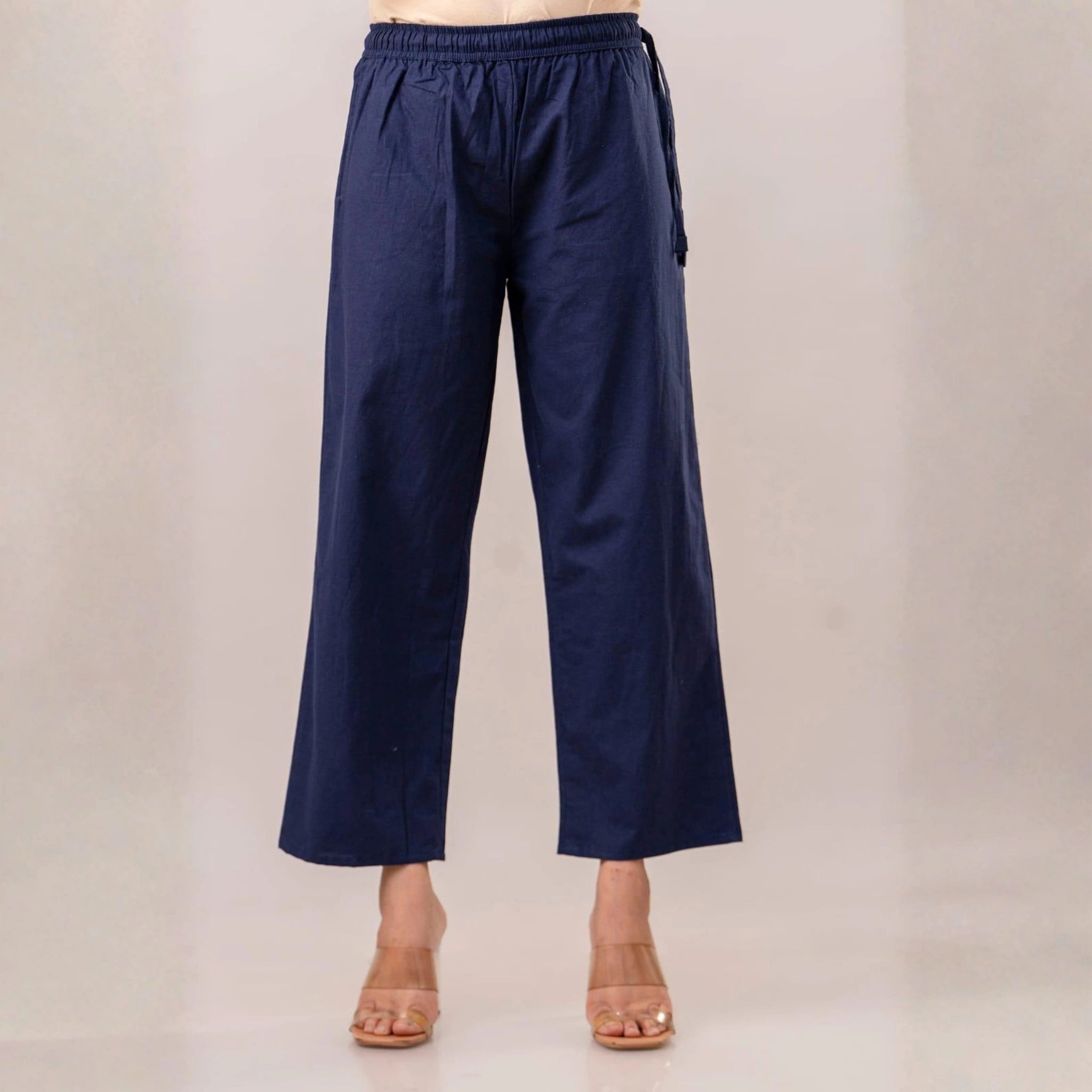Classic Poplin Cotton Tie-Up Trousers