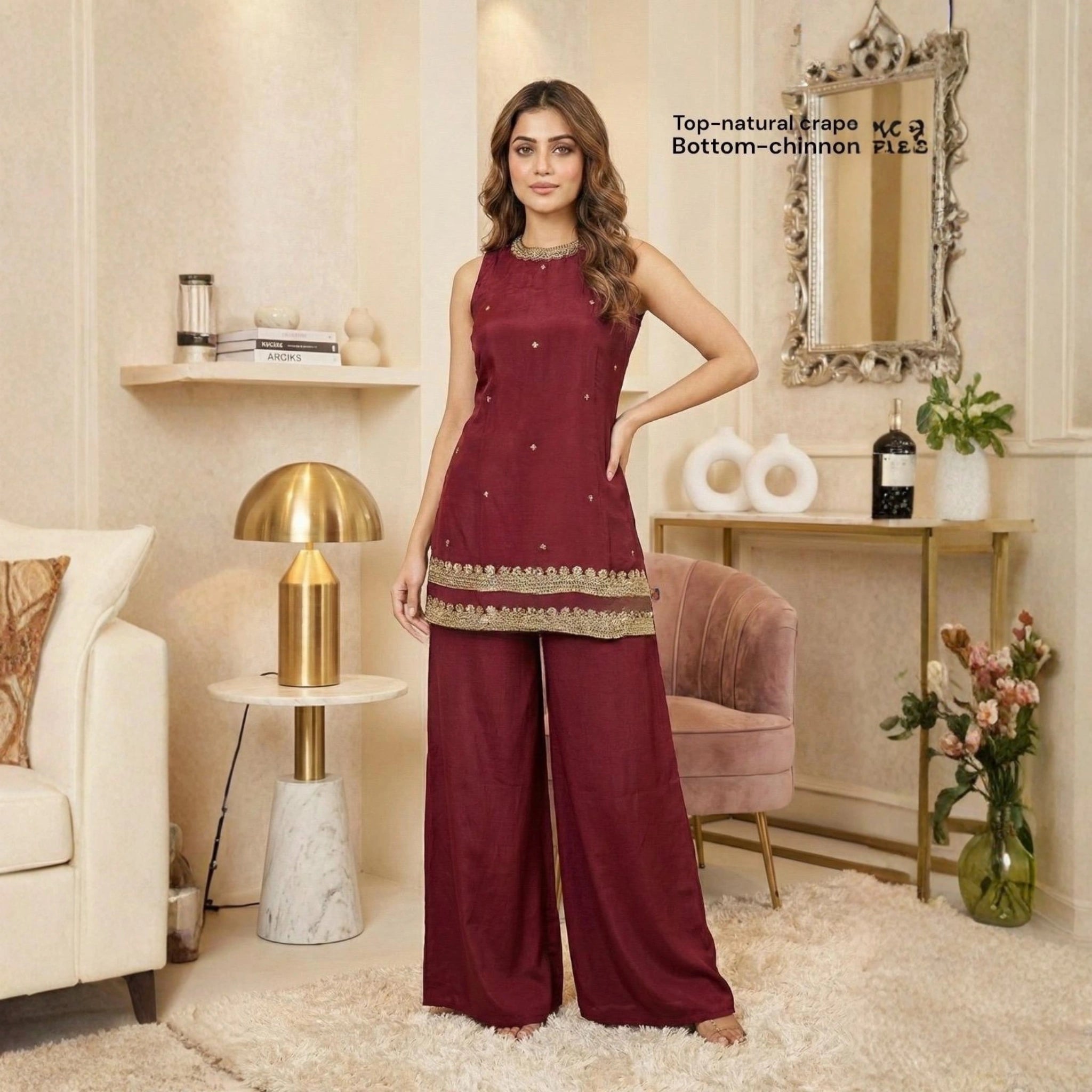 Royal Wine Indo-Western Co-Ord Set