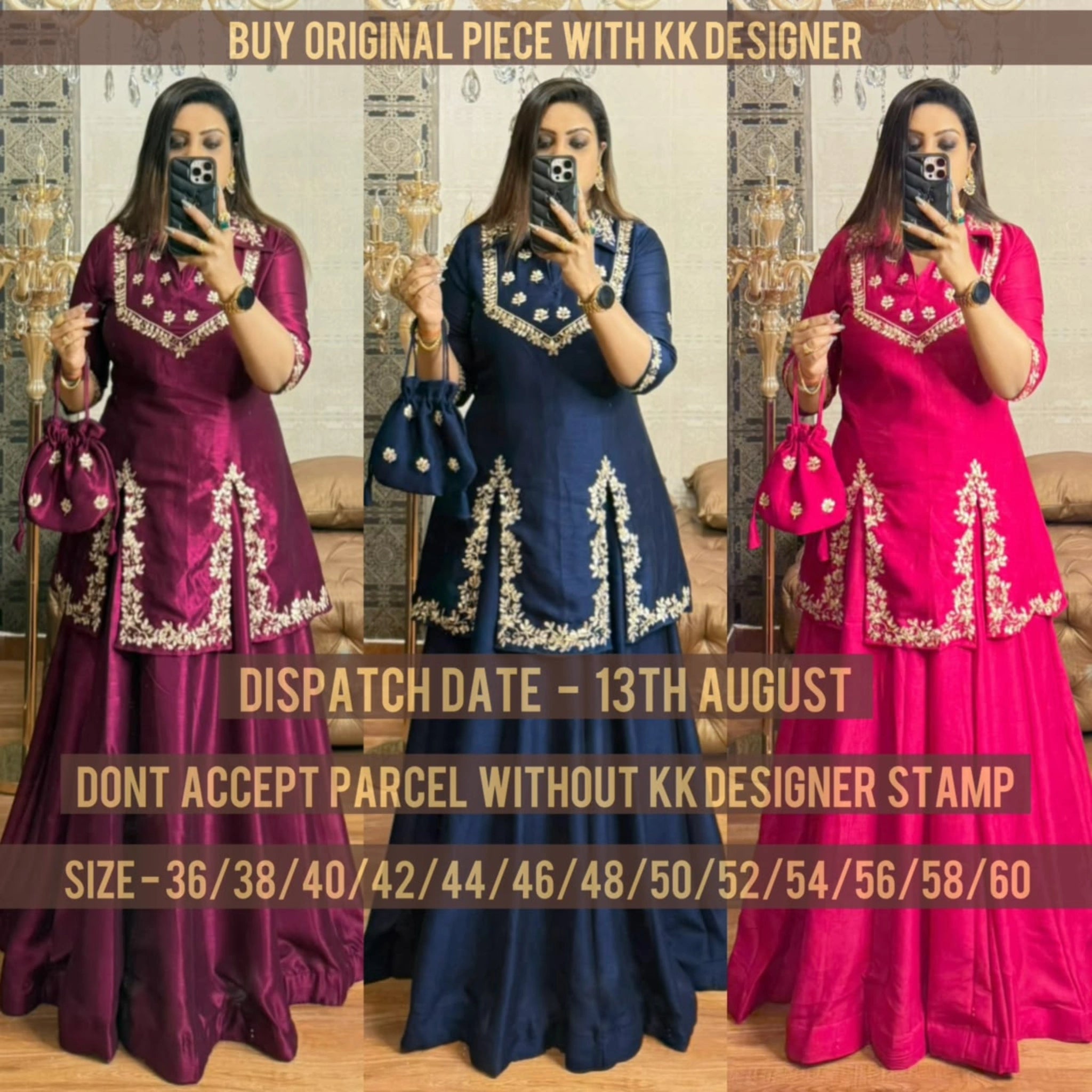 Royal Russian Silk Indo-Western Skirt Set with Potli Bag