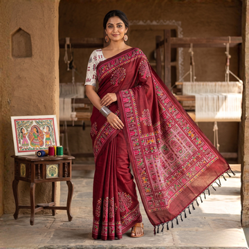 Madhubani Grace Khadi Cotton Saree