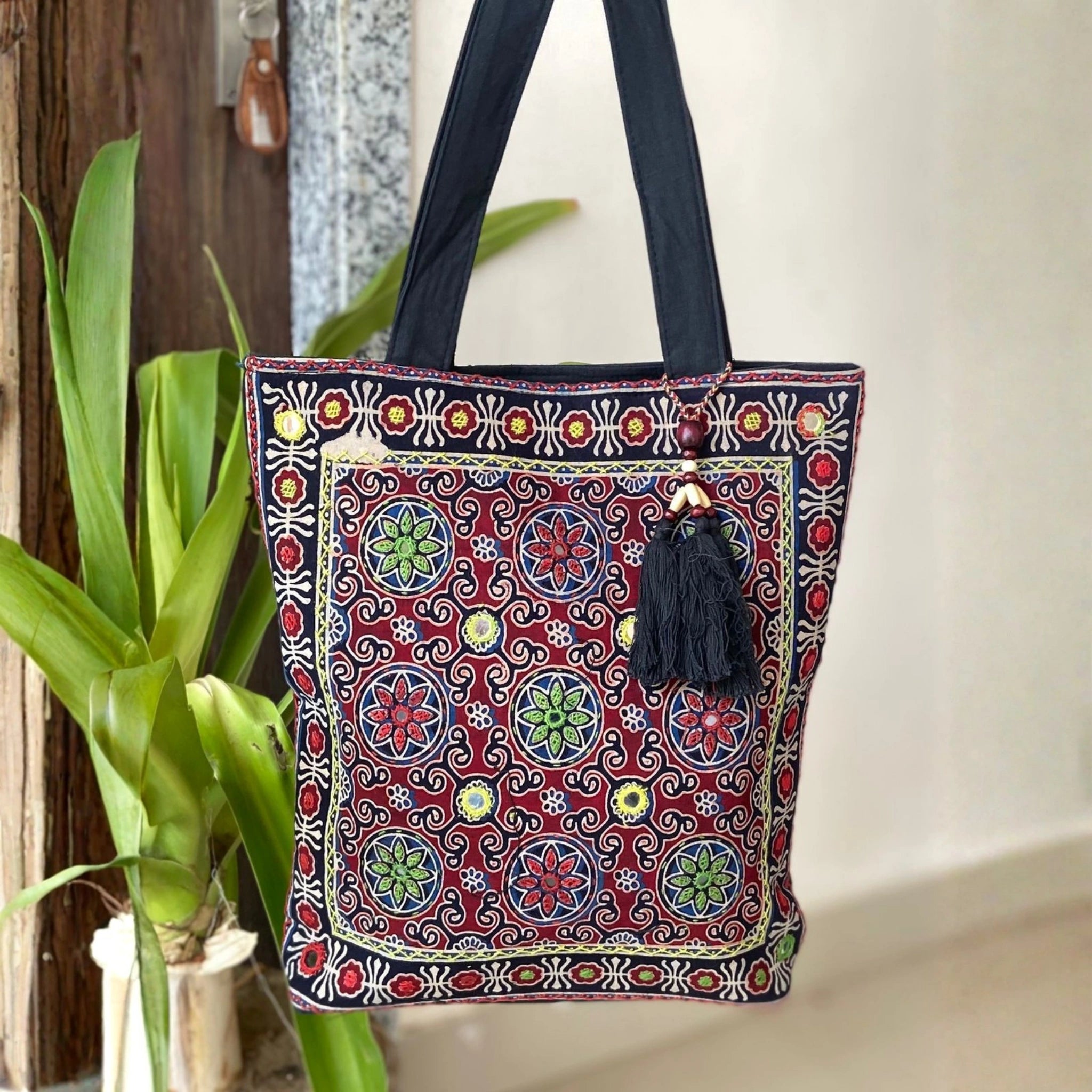 Heritage Ajrakh Embroidered Handbag