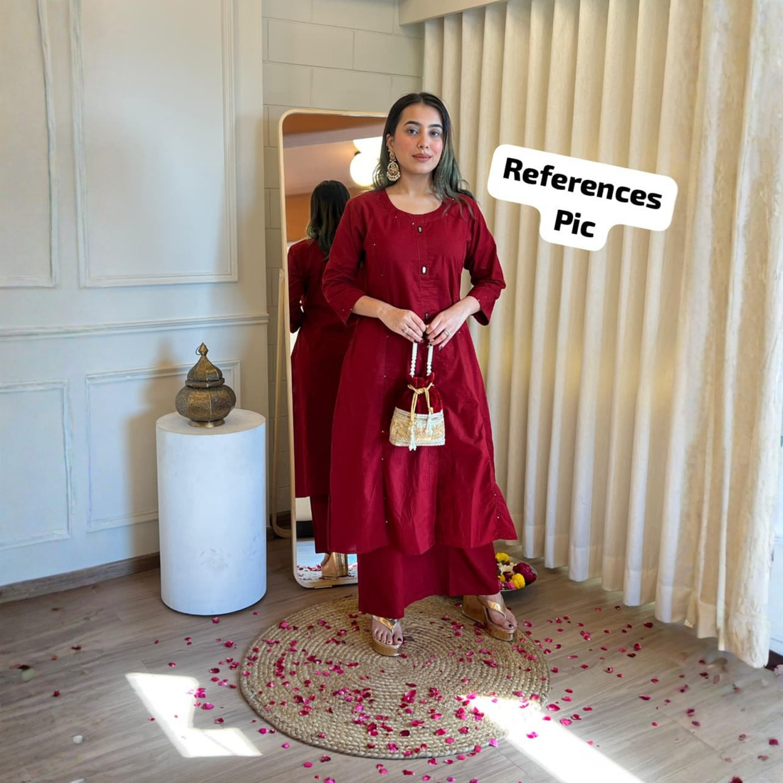 Elegant Solid Cotton Kurta Pant Set
