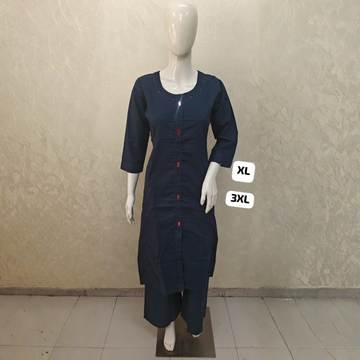 Elegant Solid Cotton Kurta Pant Set