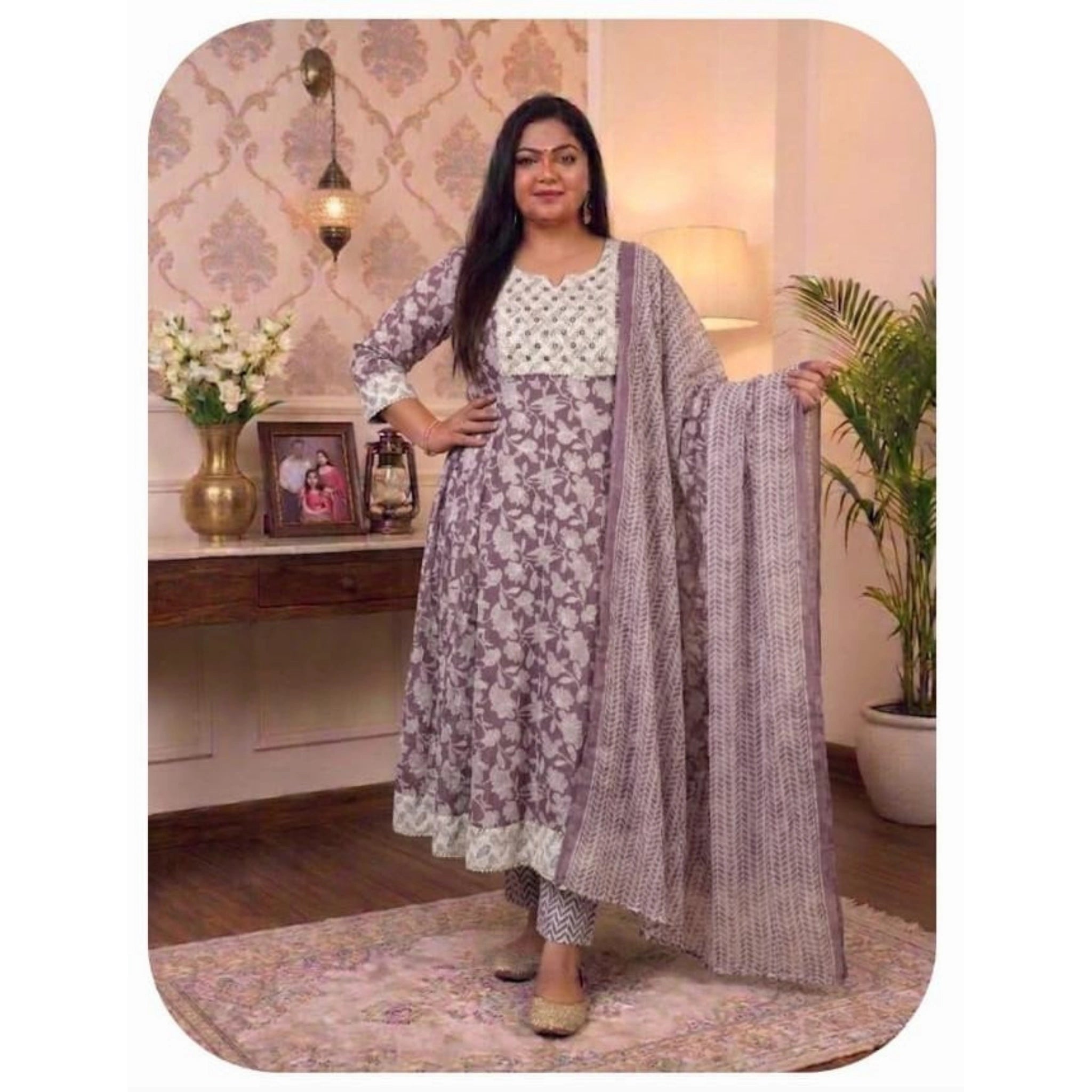 Elegant Floral Printed 3 Piece Dress Set