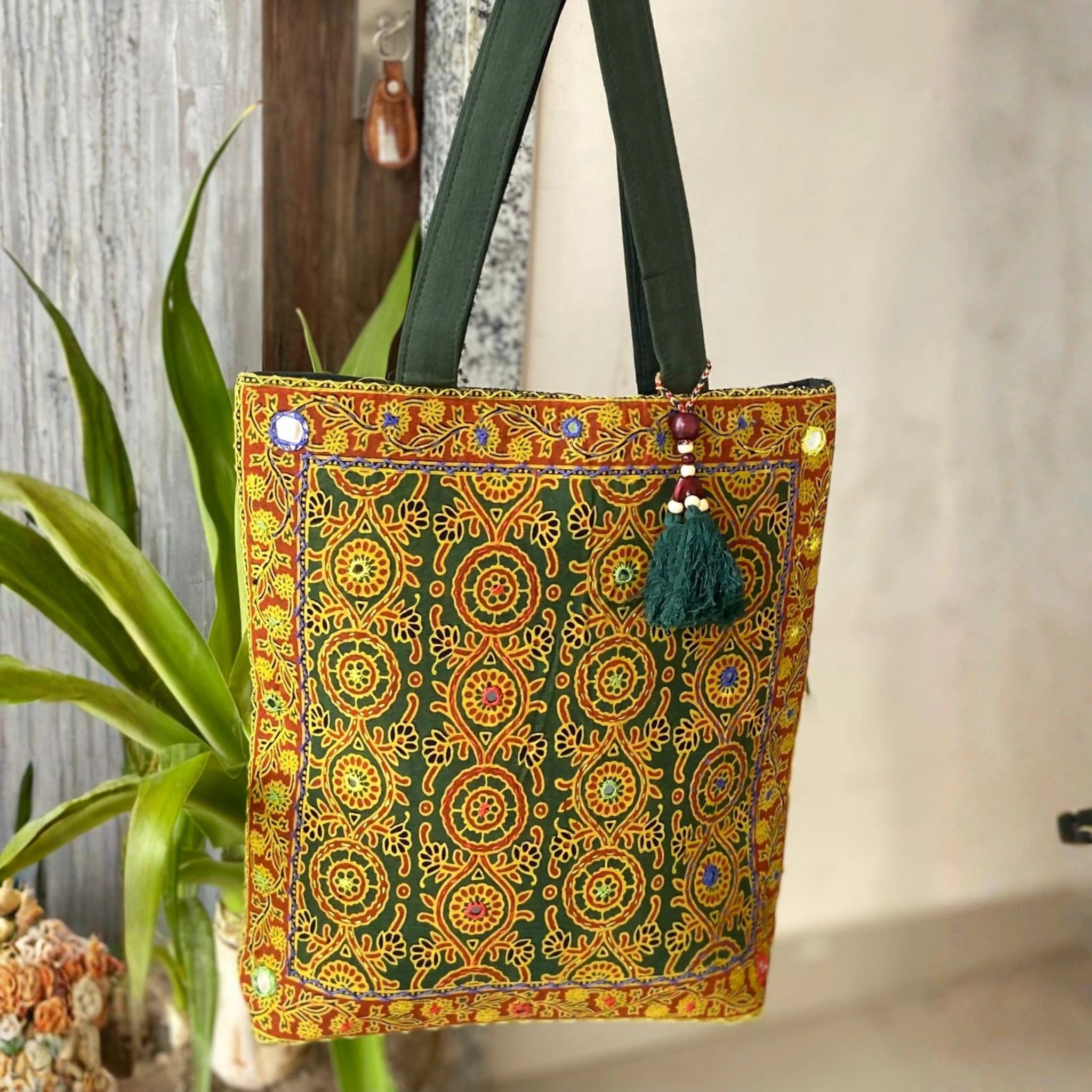 Heritage Ajrakh Embroidered Handbag