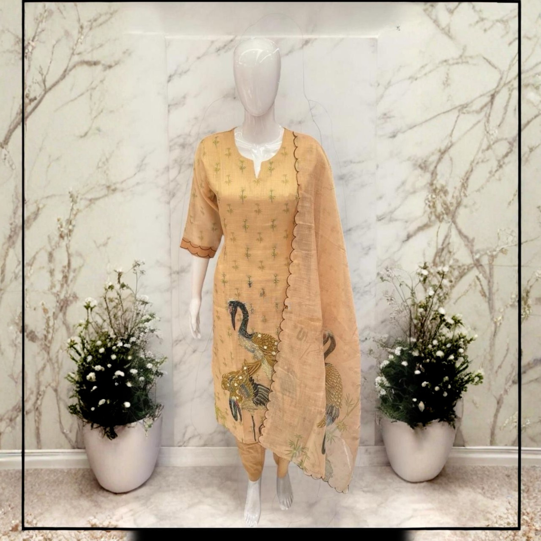 Chanderi Cotton Printed Suit Set with Dupatta