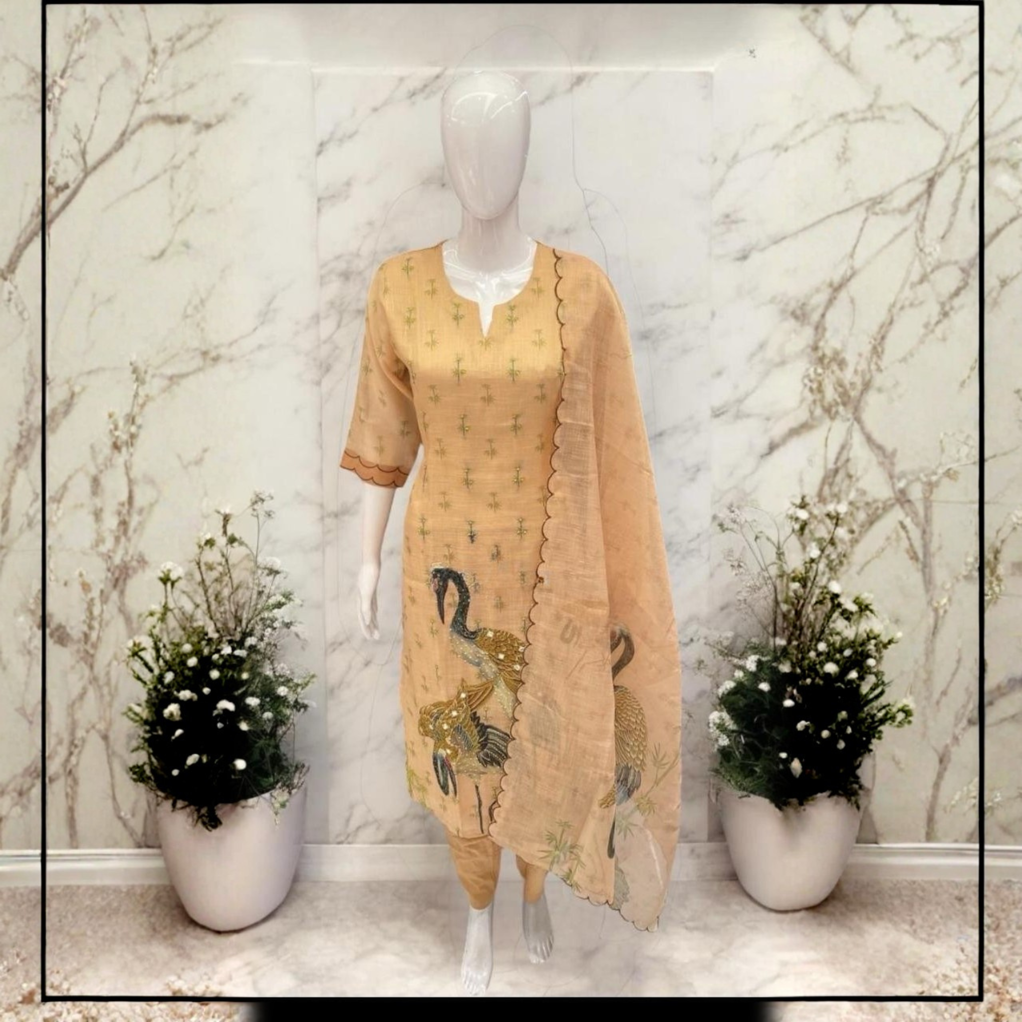 Chanderi Cotton Printed Suit Set with Dupatta