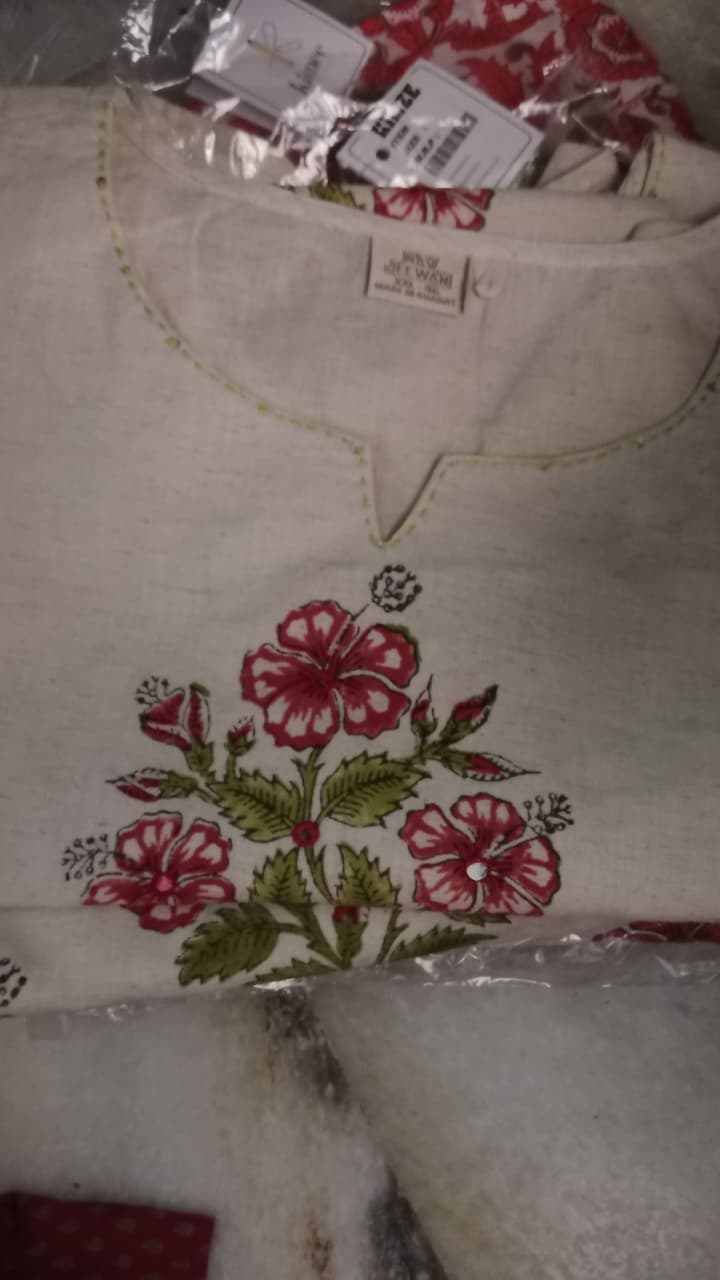 Off-White Hand-Painted Khadi Short Top