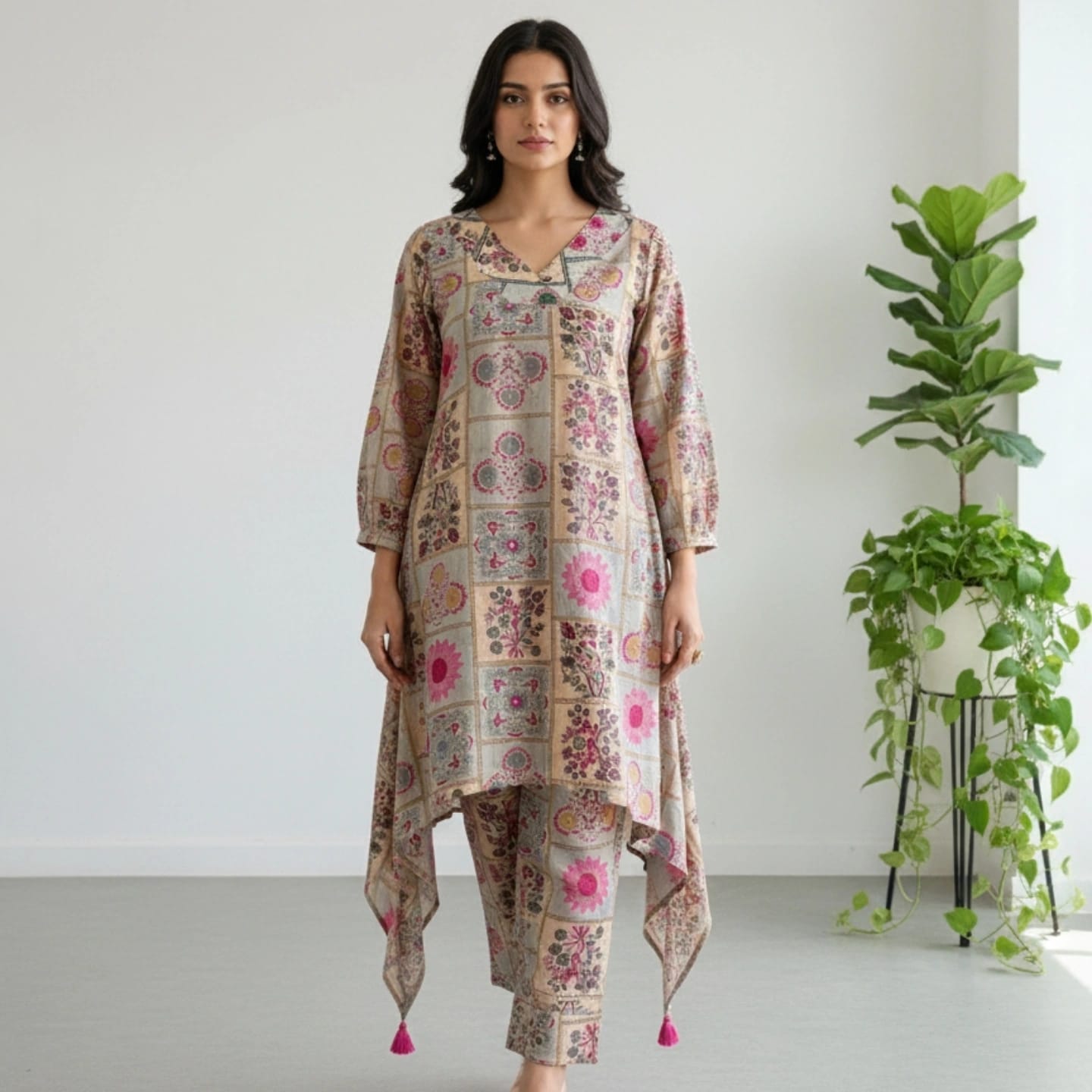 Floral Print Ethnic Suit Set