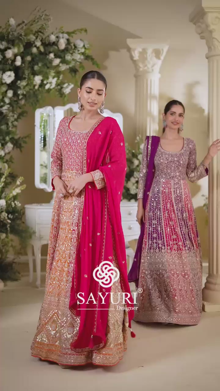 Sayuri Designer Rutba Premium Embroidered Georgette Gown with Dupatta